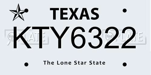 KTY6322 Texas License Plate
