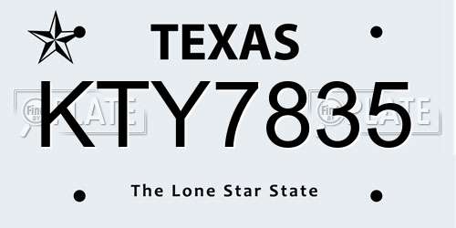 KTY7835 Texas License Plate