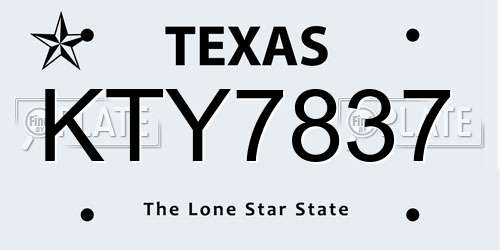 KTY7837 Texas License Plate