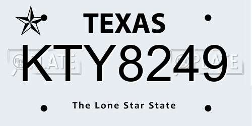KTY8249 Texas License Plate