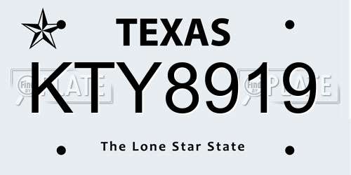 KTY8919 Texas License Plate
