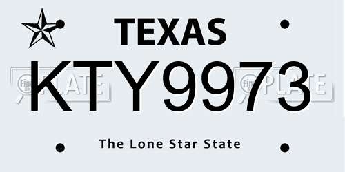 KTY9973 Texas License Plate