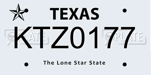 KTZ0177 Texas License Plate