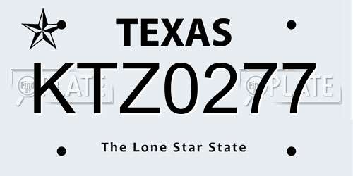 KTZ0277 Texas License Plate