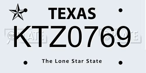 KTZ0769 Texas License Plate