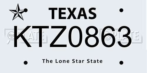 KTZ0863 Texas License Plate