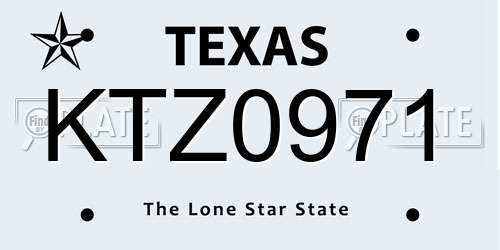 KTZ0971 Texas License Plate