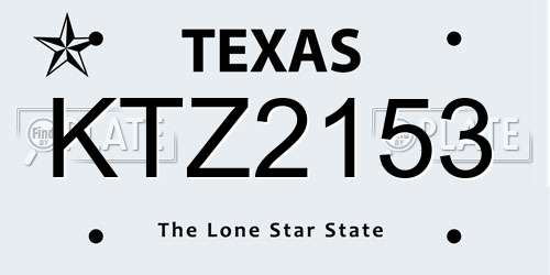 KTZ2153 Texas License Plate