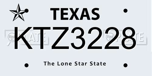 KTZ3228 Texas License Plate