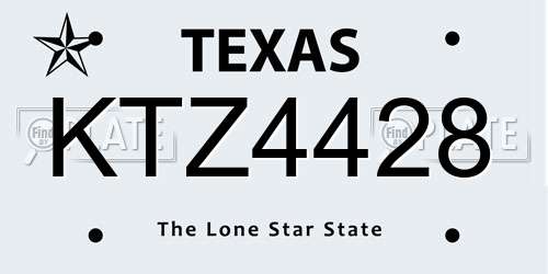 KTZ4428 Texas License Plate