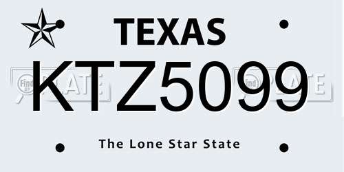 KTZ5099 Texas License Plate