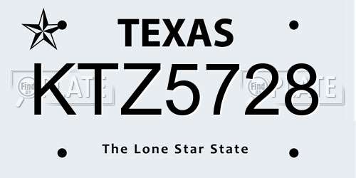 KTZ5728 Texas License Plate