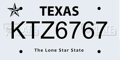 KTZ6767 Texas License Plate