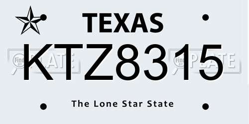KTZ8315 Texas License Plate