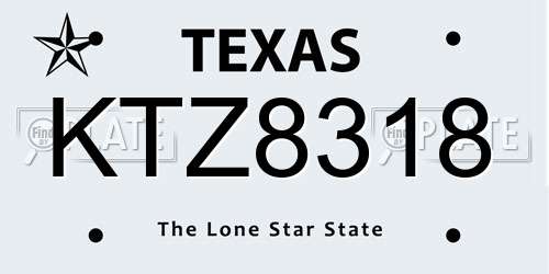 KTZ8318 Texas License Plate