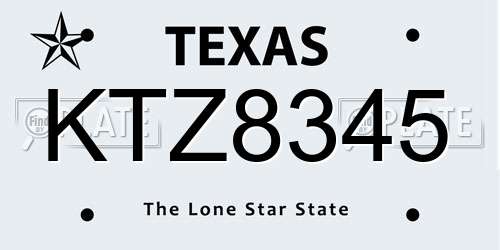 KTZ8345 Texas License Plate