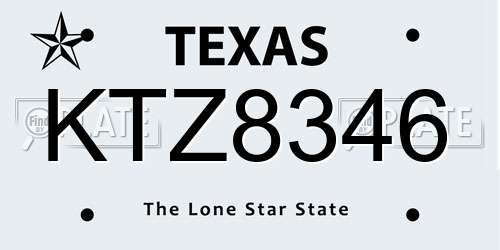 KTZ8346 Texas License Plate