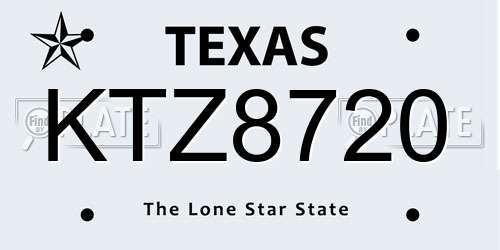 KTZ8720 Texas License Plate
