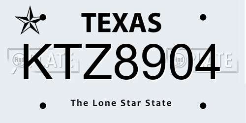 KTZ8904 Texas License Plate