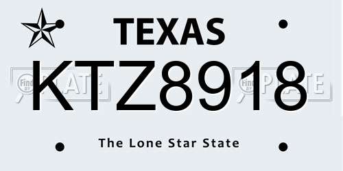 KTZ8918 Texas License Plate