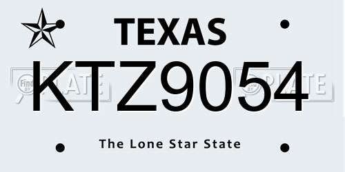 KTZ9054 Texas License Plate