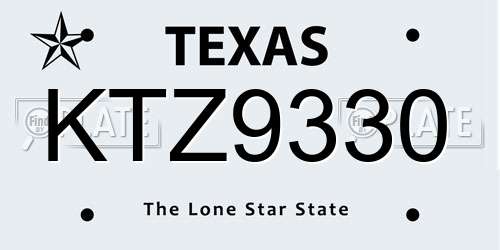KTZ9330 Texas License Plate