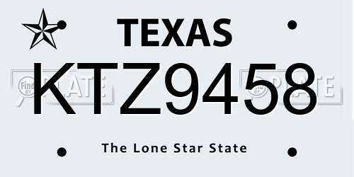 KTZ9458 Texas License Plate
