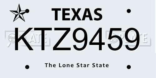 KTZ9459 Texas License Plate