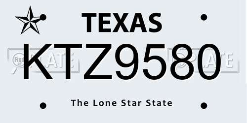 KTZ9580 Texas License Plate