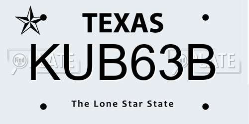 KUB63B Texas License Plate