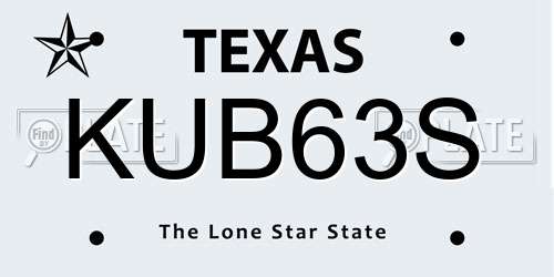 KUB63S Texas License Plate