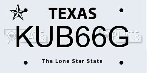 KUB66G Texas License Plate