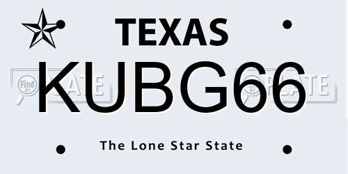 KUBG66 Texas License Plate