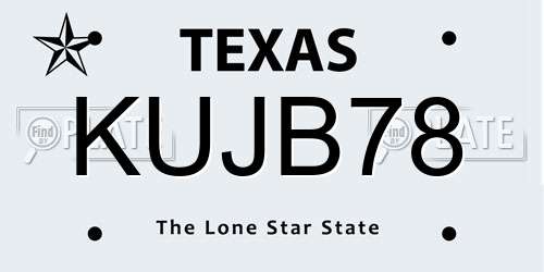 KUJB78 Texas License Plate