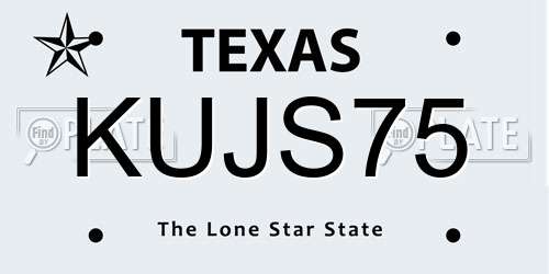 KUJS75 Texas License Plate