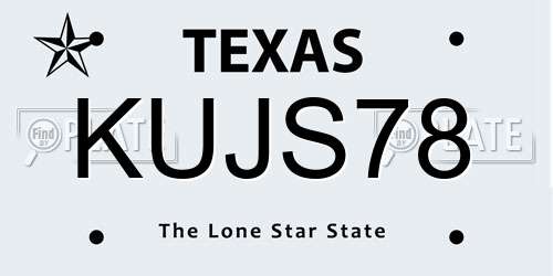 KUJS78 Texas License Plate