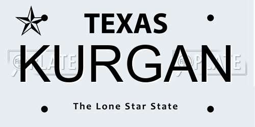 KURGAN Texas License Plate