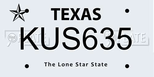 KUS635 Texas License Plate