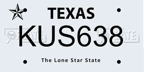 KUS638 Texas License Plate