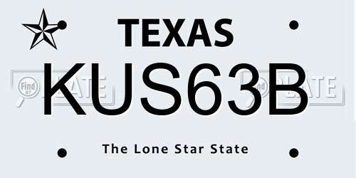 KUS63B Texas License Plate