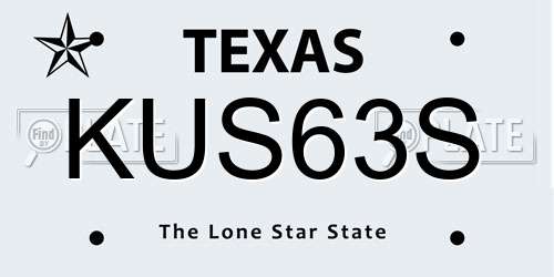 KUS63S Texas License Plate
