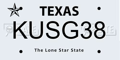 KUSG38 Texas License Plate