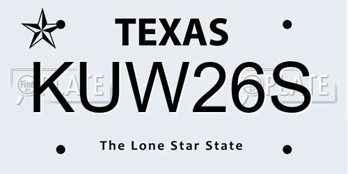 KUW26S Texas License Plate