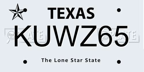KUWZ65 Texas License Plate