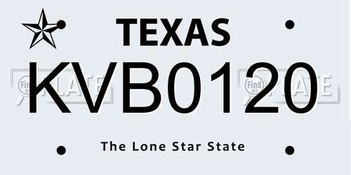 KVB0120 Texas License Plate