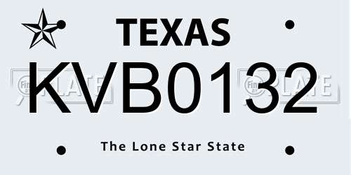 KVB0132 Texas License Plate