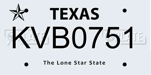 KVB0751 Texas License Plate