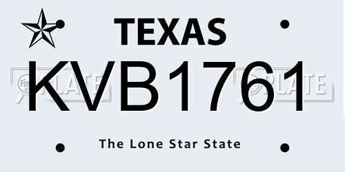 KVB1761 Texas License Plate