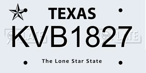 KVB1827 Texas License Plate
