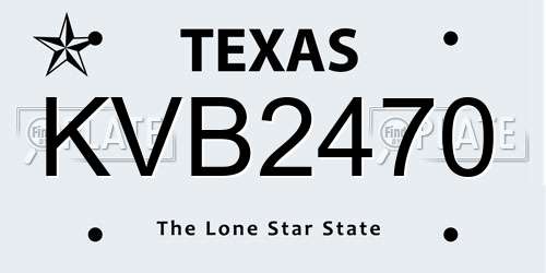 KVB2470 Texas License Plate